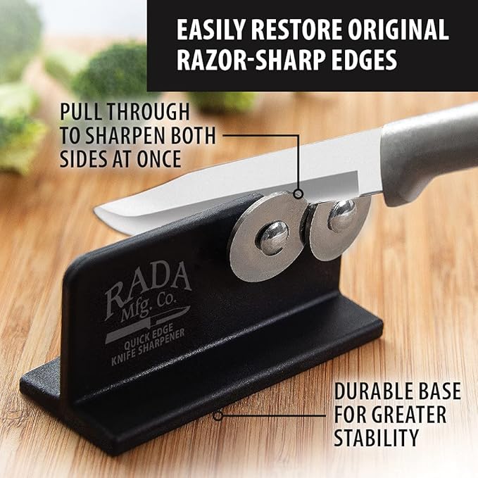 Rada Cutlery Quick Edge Knife Sharpener, 3.5" x 2", Stainless Steel Wheels - Image 4