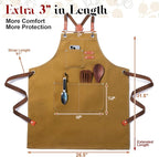 Plus Size Kitchen Apron for Men Women, Cross Back Cotton Canvas Chef Apron - Image 2