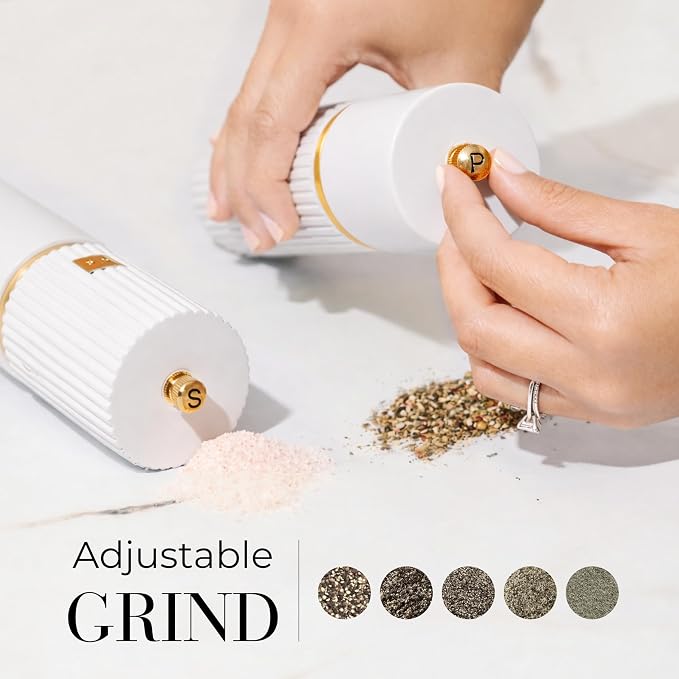 Wooden Salt and Pepper Grinder Set – Refillable Manual Salt and Pepper Mills - Image 2