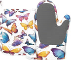 Colorful Butterflies Heat-Resistant Oven Mitts and Pot Holder Kitchen Non-Slip by Unknown