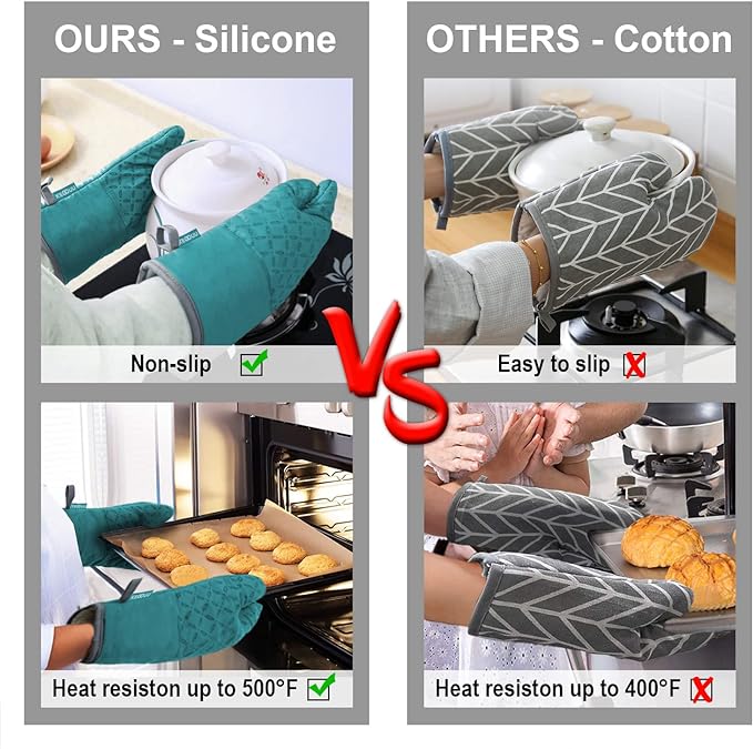 KEGOUU Oven Mitts and Pot Holders 6pcs Set, Kitchen Oven Glove High Heat - Image 5