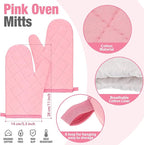 Sumind Pink Oven Mitts and Pot Holders 7 Sets, Heat Resistant Kitchen Gloves - Image 2