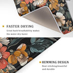 Vintage Floral Dish Drying Mat 18x24 inch Boho Flower Drainer Mats Fast Dry - Image 3