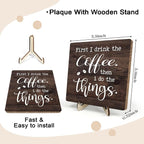 Vintage Coffee Bar Sign Plaque, Rustic Wooden Tabletop Plaque - Image 2