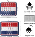 4th of July Dish Drying Mat for Kitchen Counter Patriotic Red White Blue Stars - Image 2