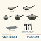 Farberware Dishwasher Safe Nonstick Cookware Pots and Pans Set, 15 Piece - Image 2