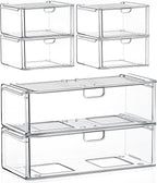 caktraie Acrylic Storage Drawers Set of 6, Plastic Organizer Bins by shoeboxesanddeskorganizers