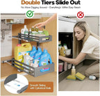 2-Pack Under Sink Organizers and Storage, 2-Tier L Shape Pull Out Cabinet - Image 3