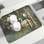 Swans Dish Drying Mat 24x18 Inch, Wildlife Aesthetic Dish Drainer Mats Summer - Image 8