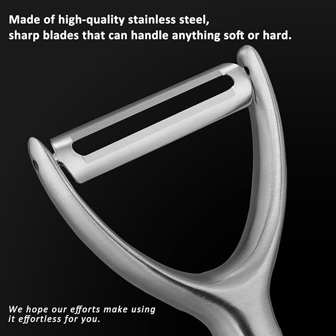 Premium Y Type 304 Stainless Steel Multifunctional Kitchen Peeler Real Wood - Image 2