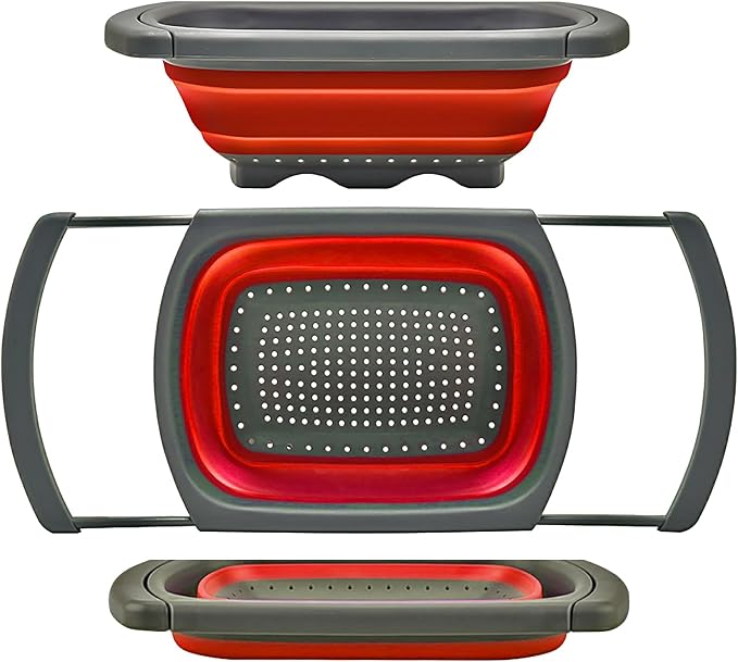 Qimh Colander Collapsible, Over The Sink Veggies/Fruit 6-Quart Strainers and by Qimh