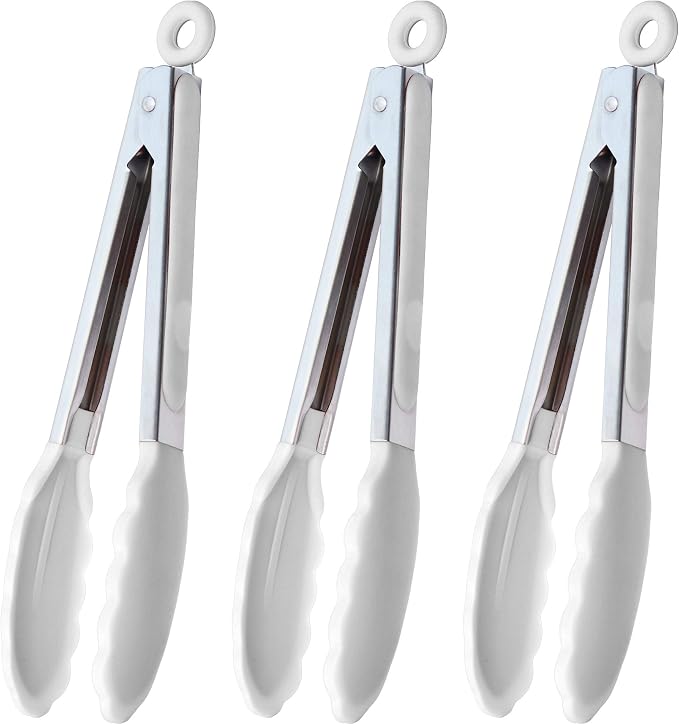 HINMAY Silicone Kitchen Tongs 9-Inch Stainless Steel Basics Tongs by HINMAY