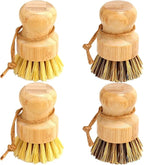 Bamboo Dish Brush Set, Dish Brushes, Durable Wood Dishes Scrub Brush, Natural by Aisuly