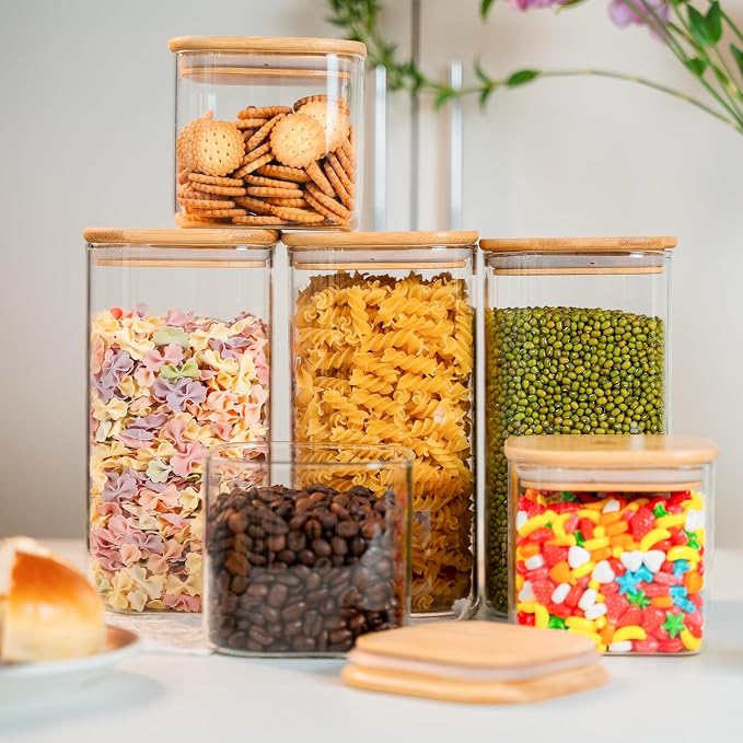 YUNCANG Glass Storage Jars 6 Pack 37oz Clear Glass Food Storage Containers - Image 5