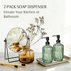COHOSEGE 17 Oz Green Glass Kitchen Soap Dispenser - Image 3