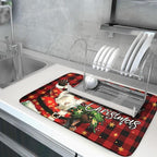 Merry Christmas Santa Claus Red Buffalo Plaid Dish Drying Mat - Image 5