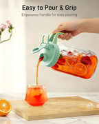 64 oz Glass Pitcher with Lid, Large Wide Mouth Mason Jar with Pour Spout - Image 4