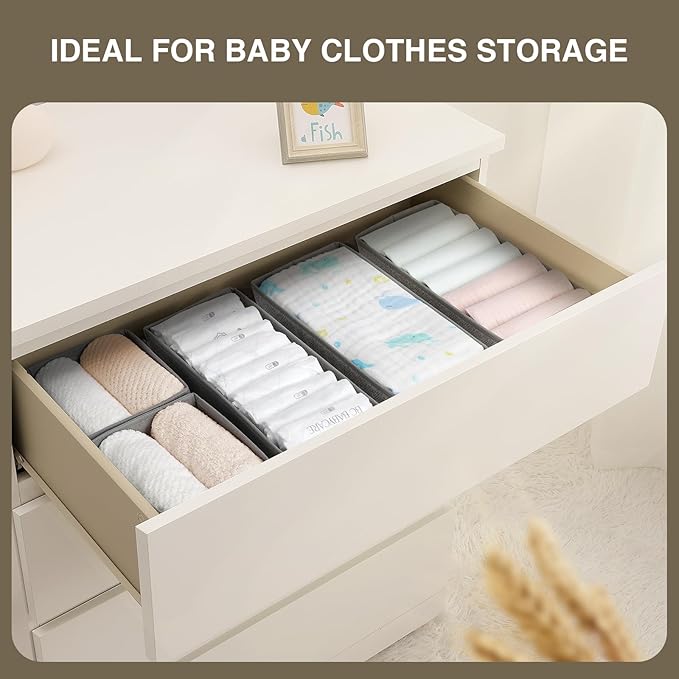 DIMJ Drawer Organizers Clothes, Fabric Closet Organizers and Storage, Shallow - Image 3