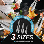 Stainless Steel Cooking Tongs Set of 3 - Image 7