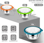 HaWare Mixing Bowls with Airtight Clear Lids, 6-Piece Stainless Steel Strong - Image 2