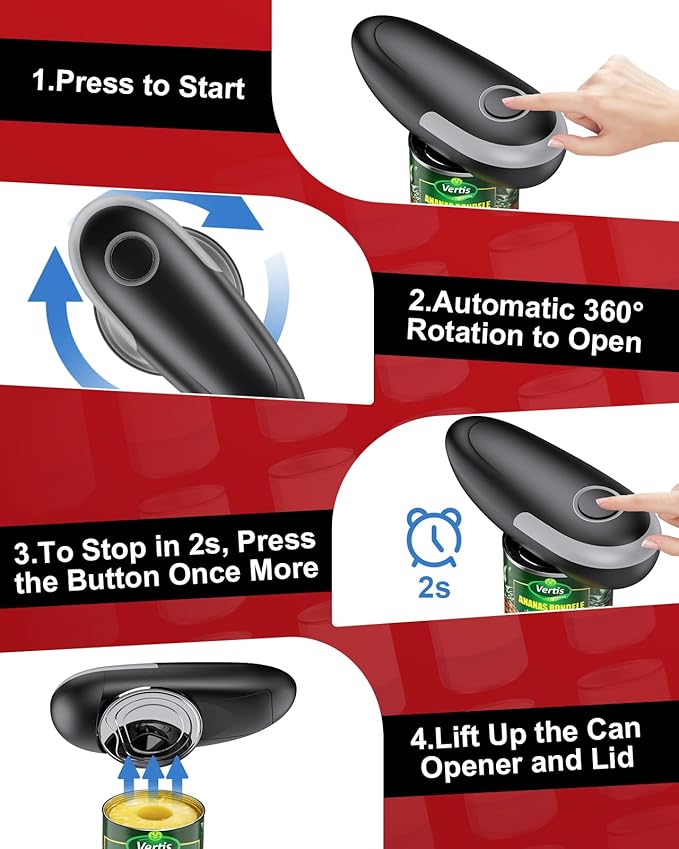 One Touch Electric Can Opener Fits All Can Sizes - Image 5