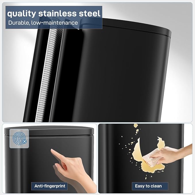 Arlopu13.2 Gallon Step Trash Can, Stainless Steel Garbage Bin, Soft-Close - Image 3