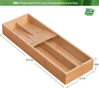 guiogc Bamboo Silverware Drawer Organizer, Kitchen Small Silverware Organizer - Image 2