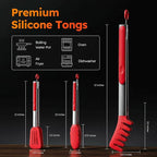 HST Tongs for Cooking with Silicone Tips, Non Stick Kitchen Tongs with Silicone - Image 2