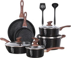 Kitchen Academy Induction Pots and Pans Set Non Stick by KITCHENACADEMYBETTERLIVINGTHROUGHCOOKINGPERFECTION