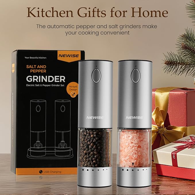 Newise Electric Salt and Pepper Grinder Set - Image 7