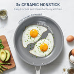 Kikcoin Non Stick Frying Pans, 3 Pack Ceramic Frying Pan - Image 2