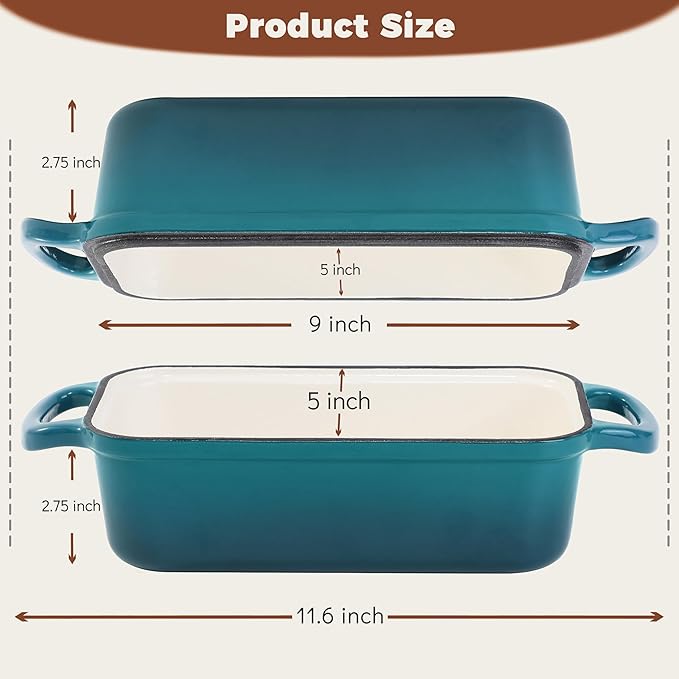 Cast Iron Loaf Pan With Lid, Enameled Bread Loaf Pan - Image 2
