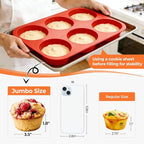 Jumbo Muffin Pan, 3.5 Inch Large Muffin Pan 6 Cup Silicone Jumbo Cupcake Tin - Image 3