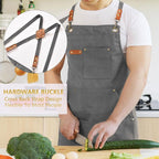 Aoomzoon Canvas Aprons for Men Chef Apron, Work Apron - 16oz Heavy Duty Cross - Image 2