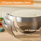 Mixing Bowls with Lids Set, Kitchen Food Storage Organizers Nesting Mixing Bowl - Image 6
