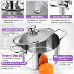 P&P CHEF 5 Quart Tri-Ply Stainless Steel Stock Pot, 5 Qt Stockpot Pasta Cooking - Image 3