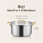 BEZIA 8 Quart 3-Ply Stainless Steel Stockpot, Soup Pot - Image 2