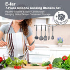 E-far Silicone Cooking Utensils Set, Slotted Turner, Soup Ladle, Pasta Server - Image 7