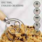 13-Inch Danish Dough Whisk, Wooden Handle - Image 2