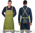 Plus Size Kitchen Apron for Men Women, Cross Back Cotton Canvas Chef Apron - Image 4