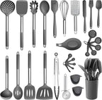 Silicone Kitchen Utensils Set, E-far 30-Piece Cooking Utensils Set by E-far