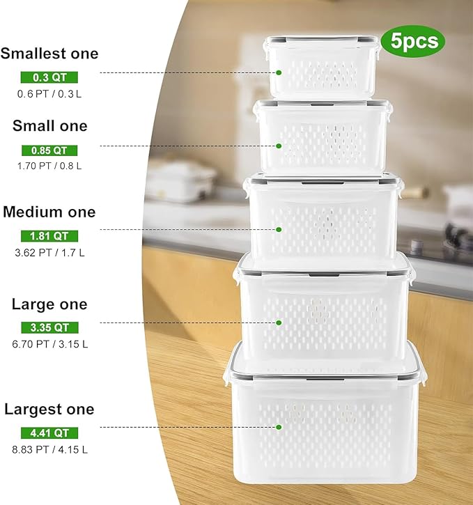 5 PCS Large Fruit Containers for Fridge - Image 2