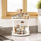 YATINEY Lazy Susan Organizer, Rotating Spice Rack, 2 Tier Spice Turntable - Image 2