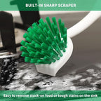 Dish Brush with Handle, 2 Pack Scrub Brushes with Built-in Scraper - Image 3