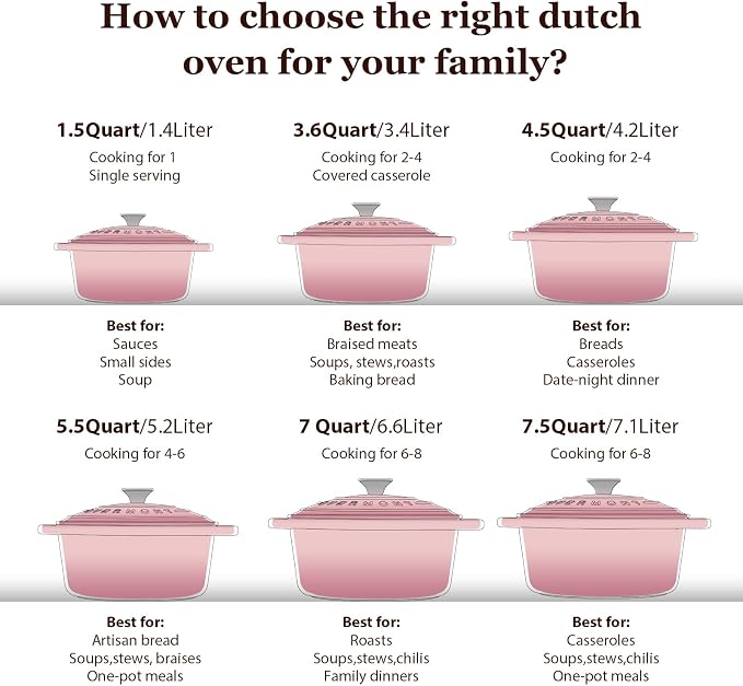 Overmont Enameled Cast Iron Dutch Oven - 7QT Pot - Heavy-Duty Cookware - Image 7