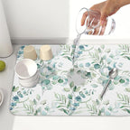 Sage Green Leaves Dish Drying Mats - Image 6