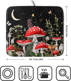 Red Mushroom Dish Drying Mat for Kitchen Counter Plant Leaves Drainer Mats Rack - Image 2