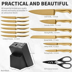 15-Piece Gold Kitchen Knife Block Set - Image 2