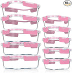 VERONES 10Pack Glass Meal Prep Containers, Airtight Glass Lunch Containers by VERONES