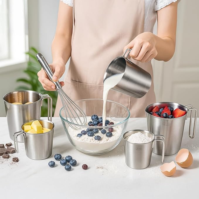 Newness 5 Pack Stainless Steel Measuring Cups Set Metal Measuring Cup - Image 7